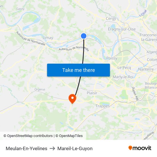 Meulan-En-Yvelines to Mareil-Le-Guyon map