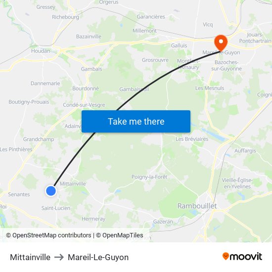 Mittainville to Mareil-Le-Guyon map