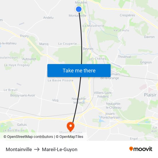 Montainville to Mareil-Le-Guyon map