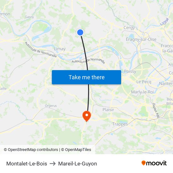 Montalet-Le-Bois to Mareil-Le-Guyon map