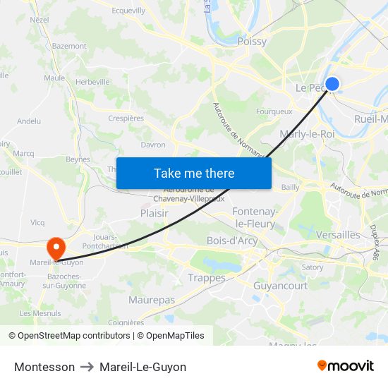 Montesson to Mareil-Le-Guyon map