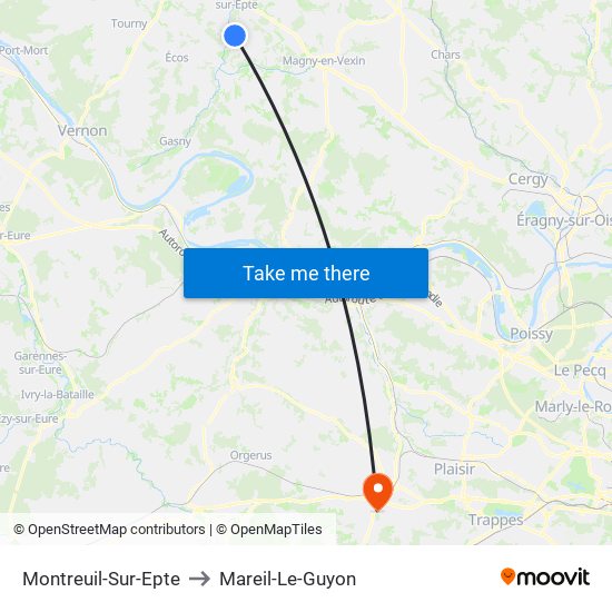 Montreuil-Sur-Epte to Mareil-Le-Guyon map