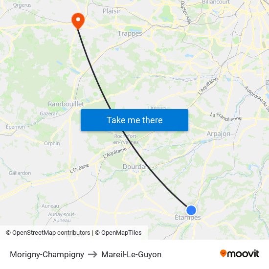 Morigny-Champigny to Mareil-Le-Guyon map