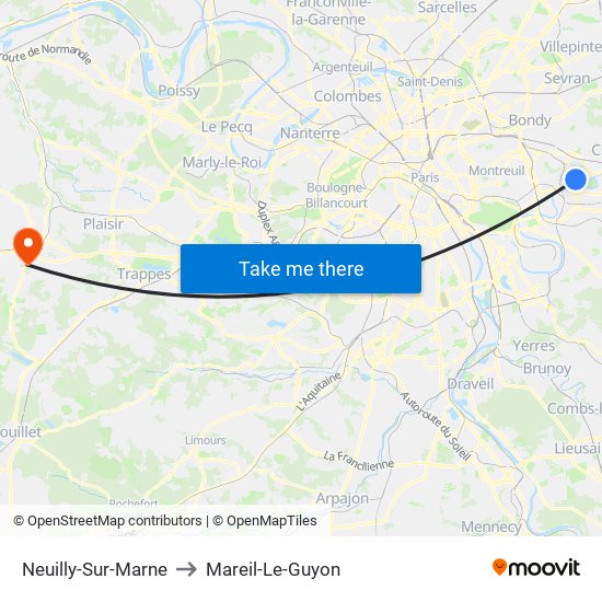 Neuilly-Sur-Marne to Mareil-Le-Guyon map