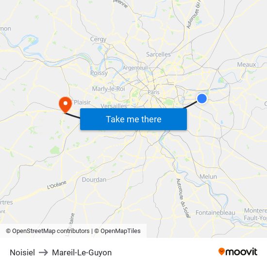 Noisiel to Mareil-Le-Guyon map