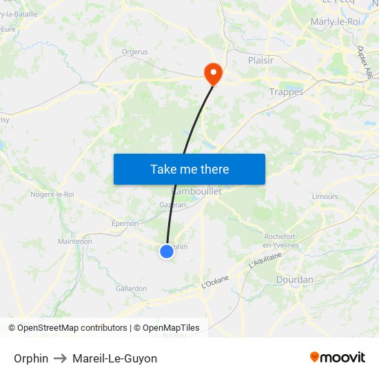Orphin to Mareil-Le-Guyon map