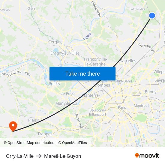 Orry-La-Ville to Mareil-Le-Guyon map