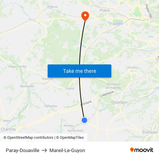 Paray-Douaville to Mareil-Le-Guyon map