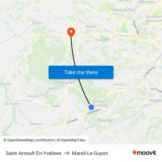 Saint-Arnoult-En-Yvelines to Mareil-Le-Guyon map