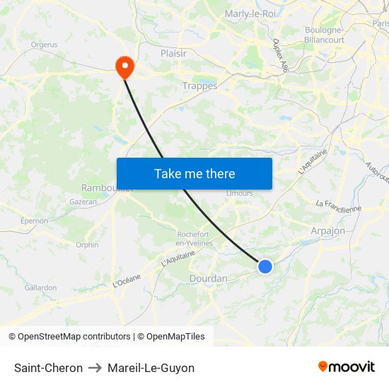 Saint-Cheron to Mareil-Le-Guyon map