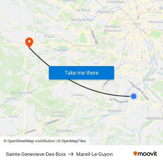 Sainte-Genevieve-Des-Bois to Mareil-Le-Guyon map
