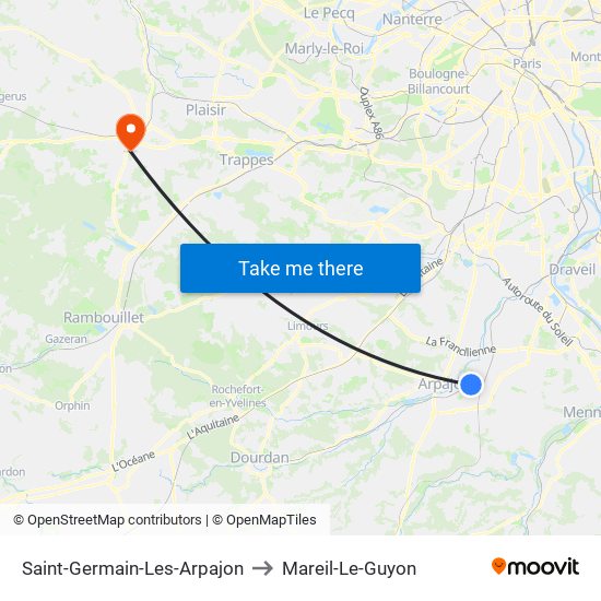Saint-Germain-Les-Arpajon to Mareil-Le-Guyon map