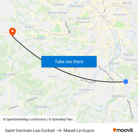 Saint-Germain-Les-Corbeil to Mareil-Le-Guyon map