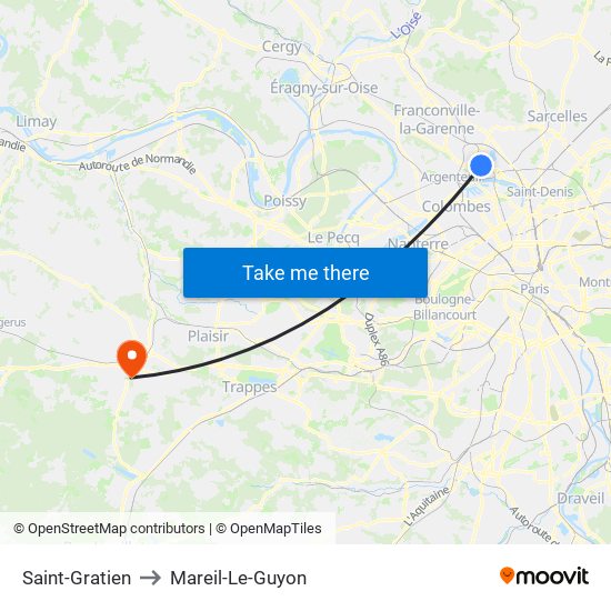 Saint-Gratien to Mareil-Le-Guyon map
