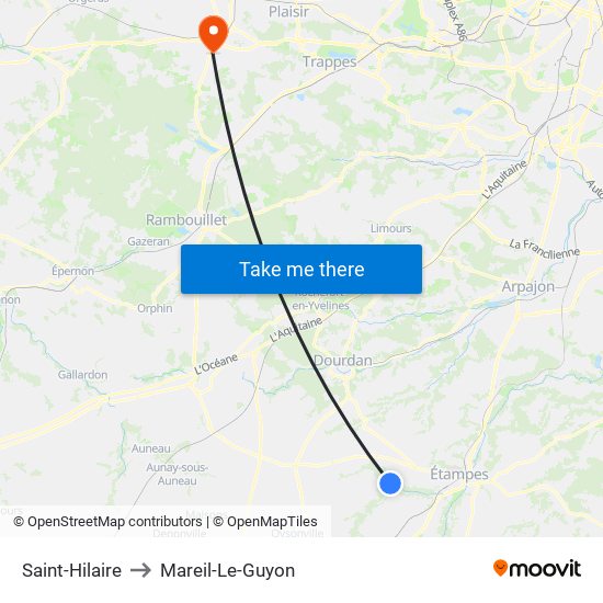 Saint-Hilaire to Mareil-Le-Guyon map
