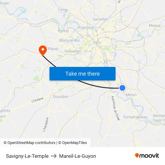 Savigny-Le-Temple to Mareil-Le-Guyon map