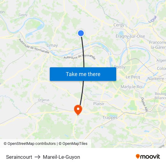 Seraincourt to Mareil-Le-Guyon map
