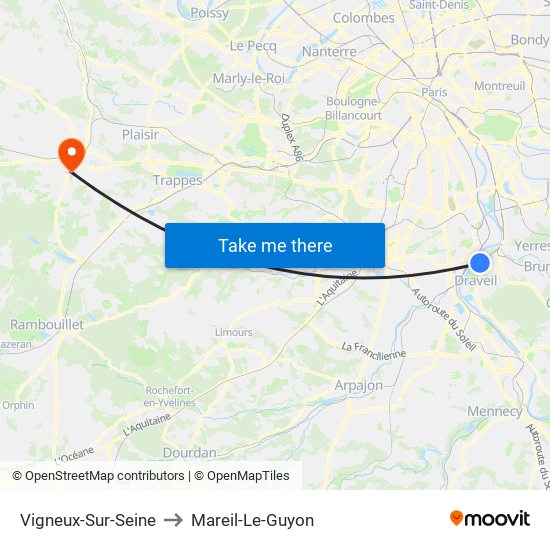 Vigneux-Sur-Seine to Mareil-Le-Guyon map