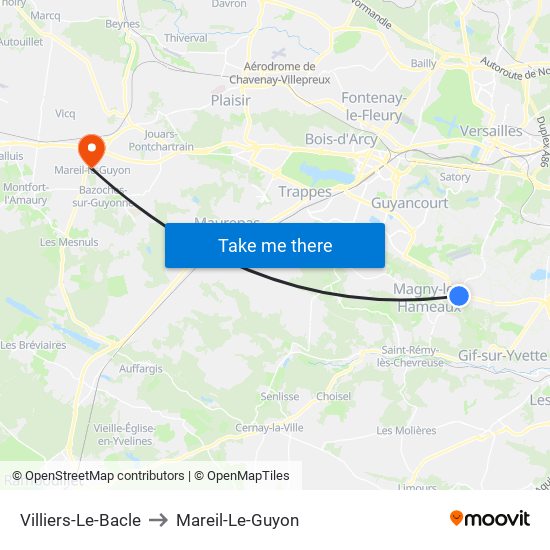 Villiers-Le-Bacle to Mareil-Le-Guyon map
