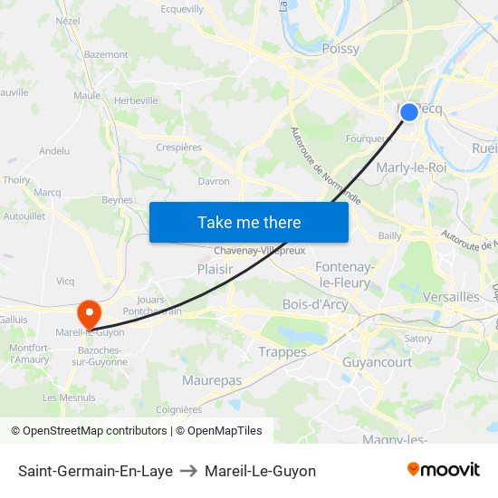 Saint-Germain-En-Laye to Mareil-Le-Guyon map