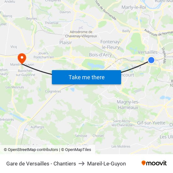 Gare de Versailles - Chantiers to Mareil-Le-Guyon map