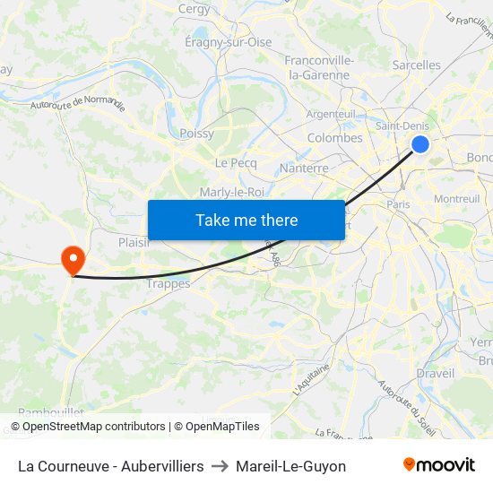 La Courneuve - Aubervilliers to Mareil-Le-Guyon map