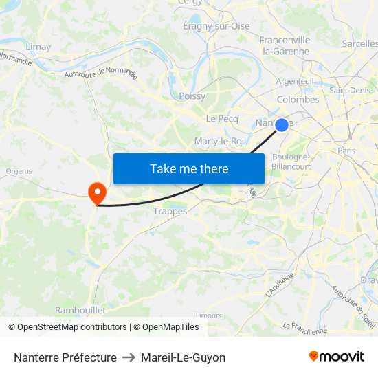 Nanterre Préfecture to Mareil-Le-Guyon map