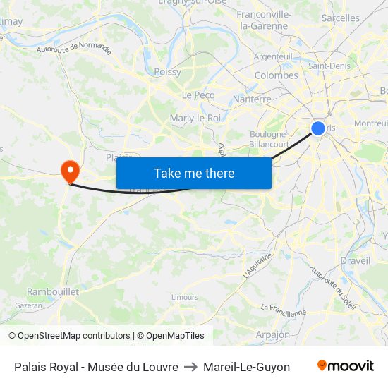 Palais Royal - Musée du Louvre to Mareil-Le-Guyon map