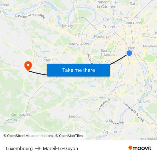 Luxembourg to Mareil-Le-Guyon map