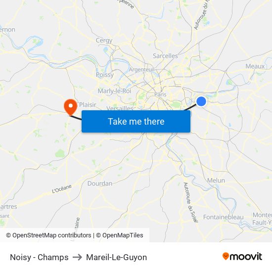 Noisy - Champs to Mareil-Le-Guyon map