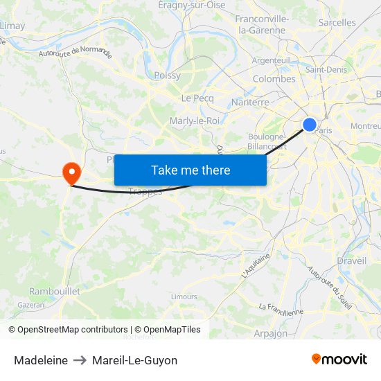 Madeleine to Mareil-Le-Guyon map