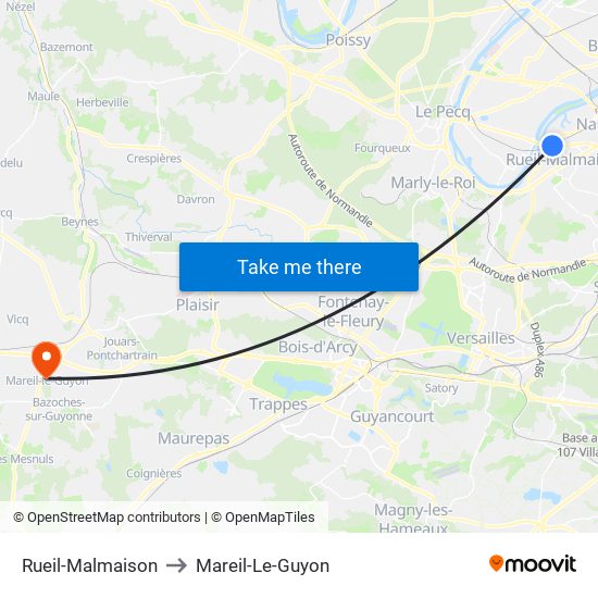 Rueil-Malmaison to Mareil-Le-Guyon map