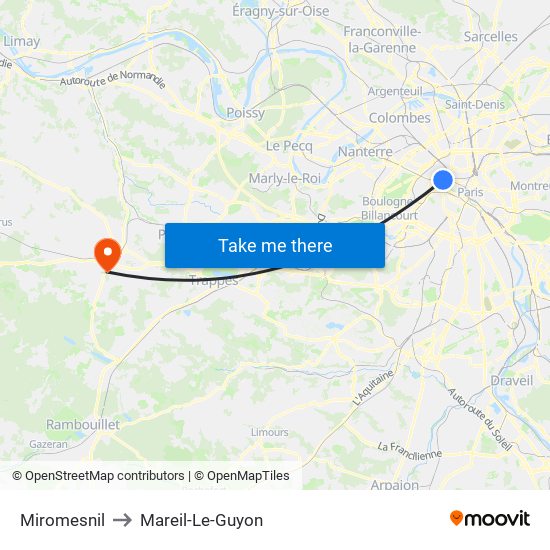 Miromesnil to Mareil-Le-Guyon map