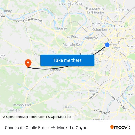 Charles de Gaulle Etoile to Mareil-Le-Guyon map