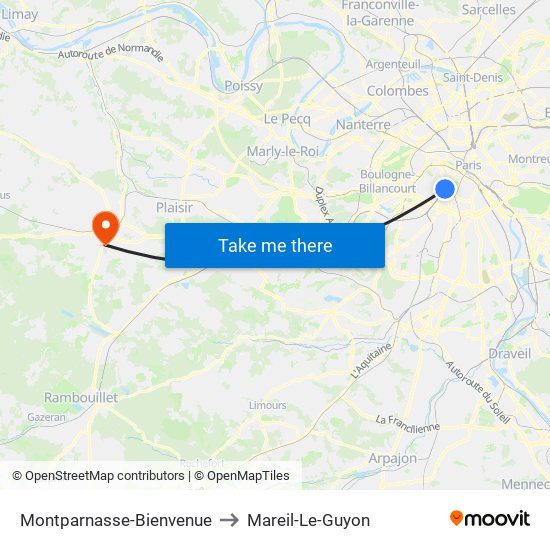 Montparnasse-Bienvenue to Mareil-Le-Guyon map