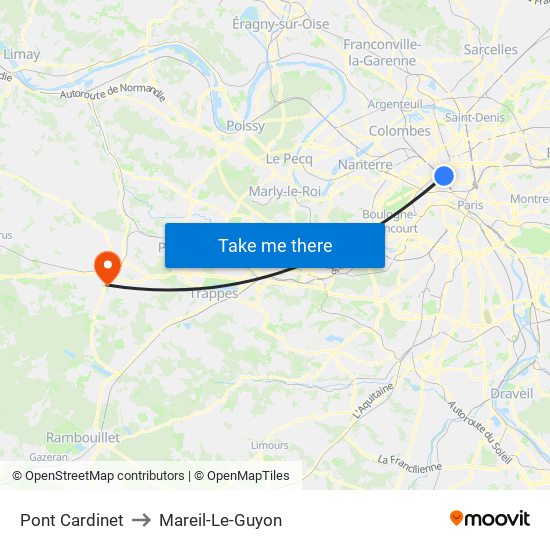 Pont Cardinet to Mareil-Le-Guyon map