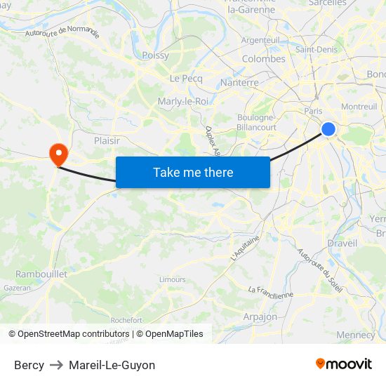 Bercy to Mareil-Le-Guyon map