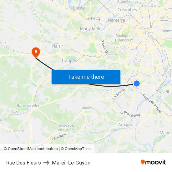 Rue Des Fleurs to Mareil-Le-Guyon map