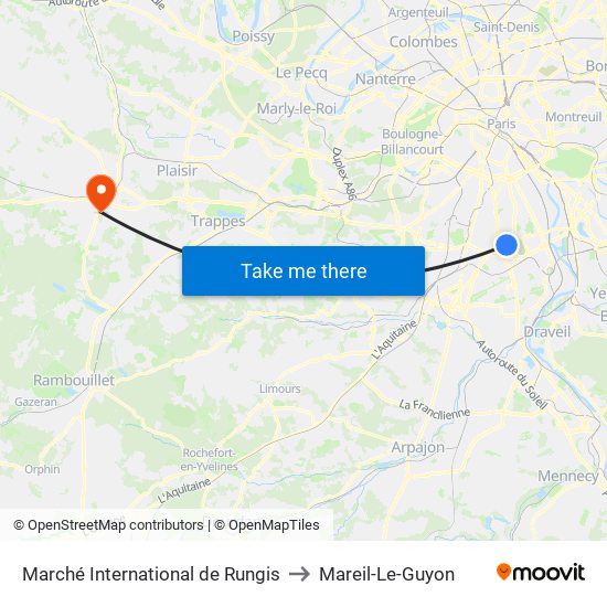 Marché International de Rungis to Mareil-Le-Guyon map