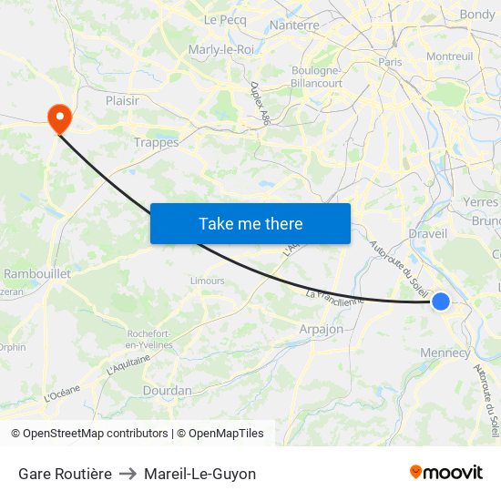 Gare Routière to Mareil-Le-Guyon map