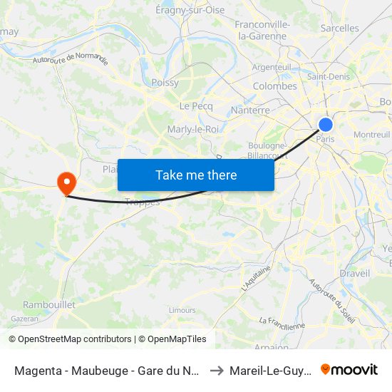 Magenta - Maubeuge - Gare du Nord to Mareil-Le-Guyon map