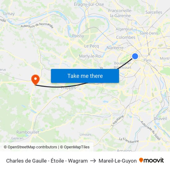 Charles de Gaulle - Étoile - Wagram to Mareil-Le-Guyon map
