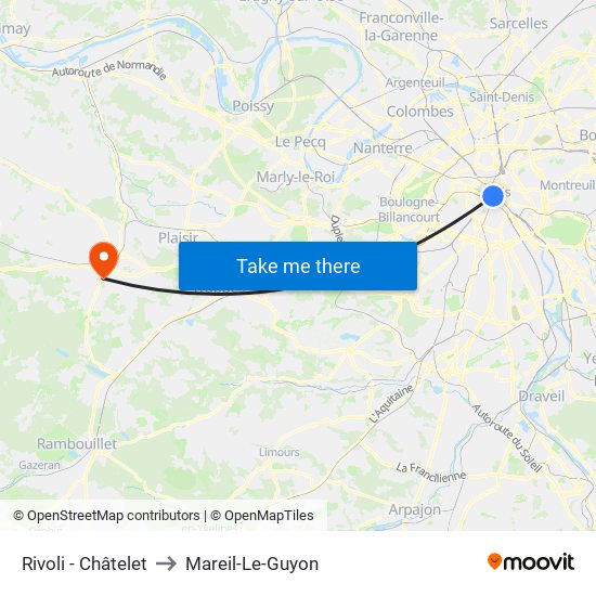 Rivoli - Châtelet to Mareil-Le-Guyon map