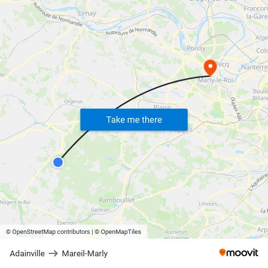 Adainville to Mareil-Marly map