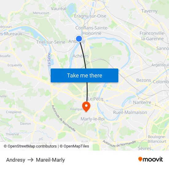 Andresy to Mareil-Marly map