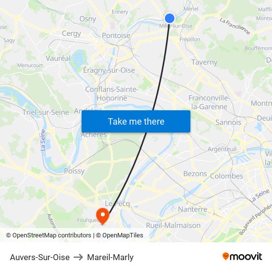 Auvers-Sur-Oise to Mareil-Marly map