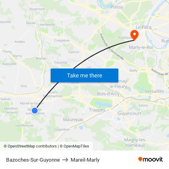 Bazoches-Sur-Guyonne to Mareil-Marly map