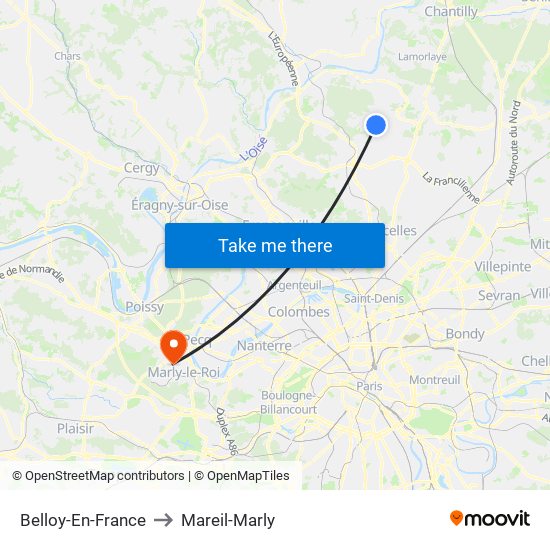 Belloy-En-France to Mareil-Marly map