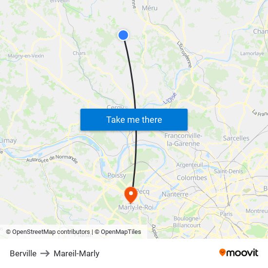 Berville to Mareil-Marly map