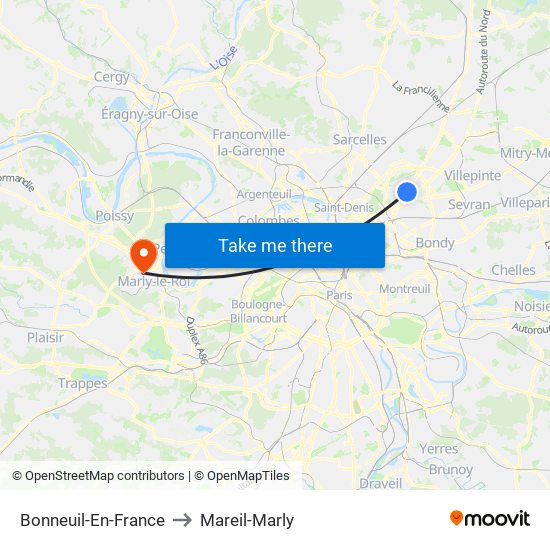 Bonneuil-En-France to Mareil-Marly map